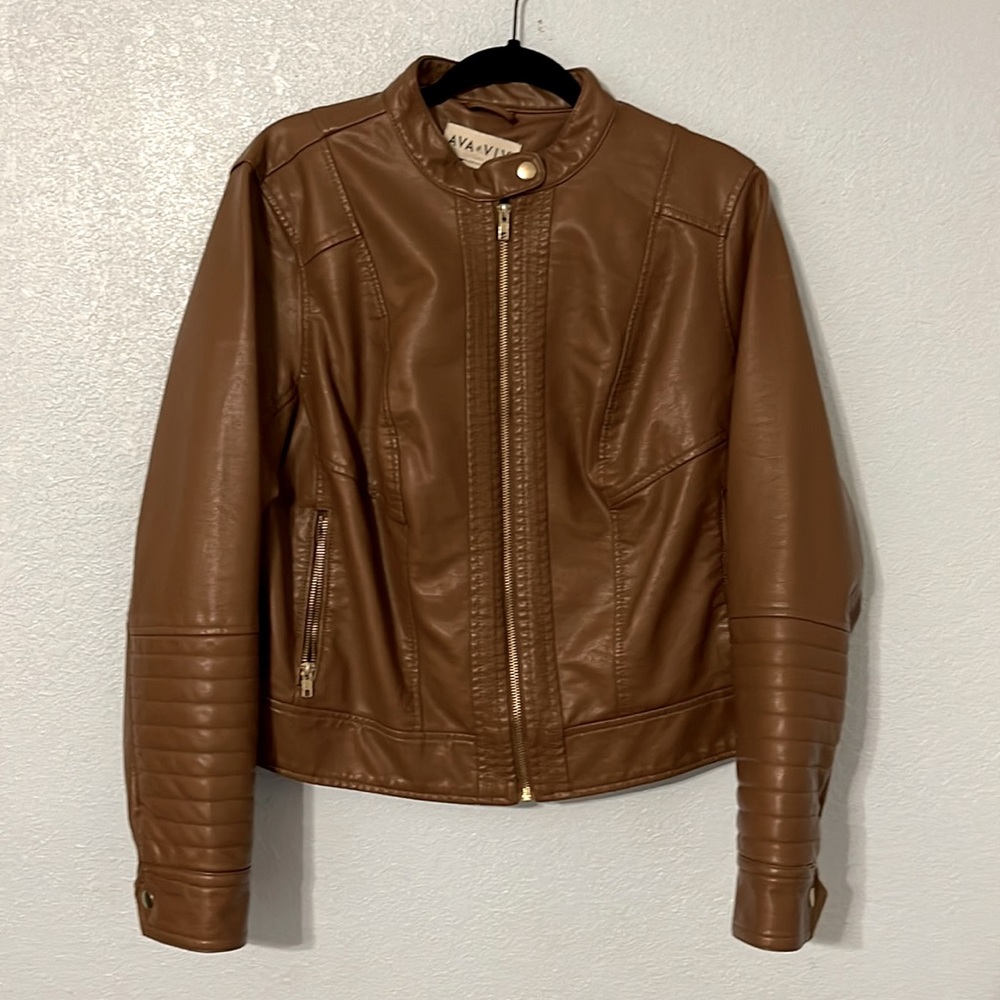 Ava and Viv brown pleather jacket size X
